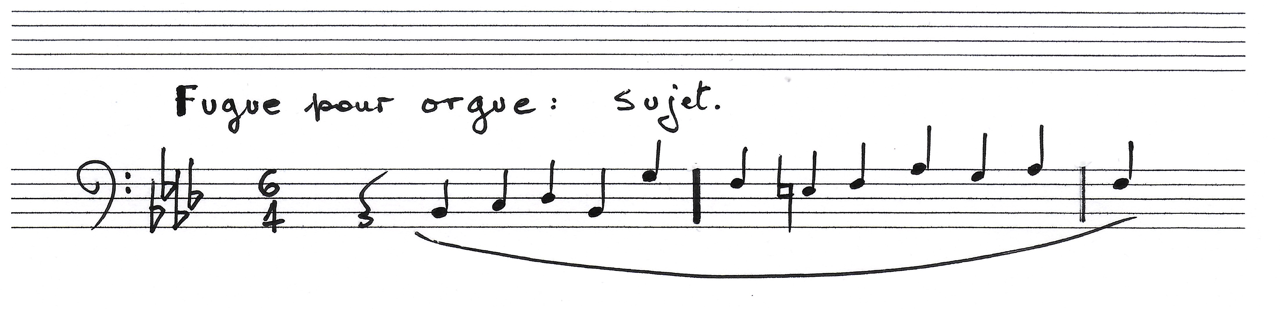 Sujet d'un fugue pour orgue lors d'une mise en loge au CNSMDP